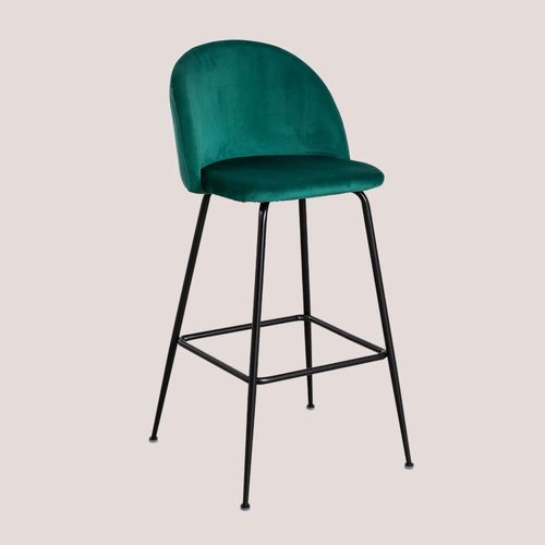 Pack De 2 Tabourets Hauts En Velours Kana Design Noir ¿75 Cm