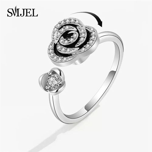 Smjel-Bague Fidget Spinner Pour Femme,Bijoux De Mariage,Anti-Souligné,Anlande,Plusieurs Clip,Fleur,?il,Papillon,Animal,Rotation