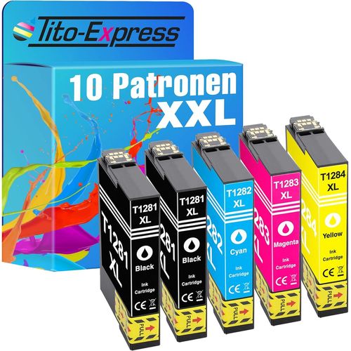 Titoexpress Proserie Lot De 10 Cartouches D'Encre Compatibles Avec Epson T1281T1284 15 Ml Noir Et 15 Ml Par Couleur Xxl Bx305 F Office Bx305 Fw Office Bx305Fw Plus S22 Sx125 Sx130 Sx230