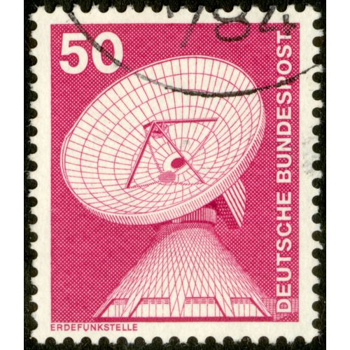 Timbre Oblitéré Deutsche Bundespost, Erdefunkstelle, 50