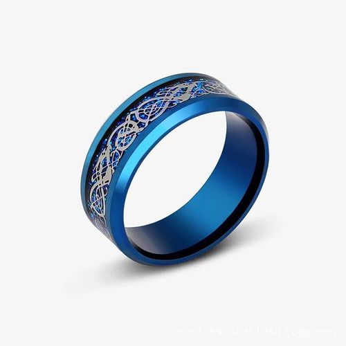 Bagues De Mariage En Acier Inoxydable Pour Hommes,Incrustées De Tungstène Noir,En Fibre De Carbone Bleue,Bijoux