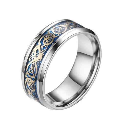 Bagues De Mariage En Acier Inoxydable Pour Hommes,Incrustées De Tungstène Noir,En Fibre De Carbone Bleue,Bijoux