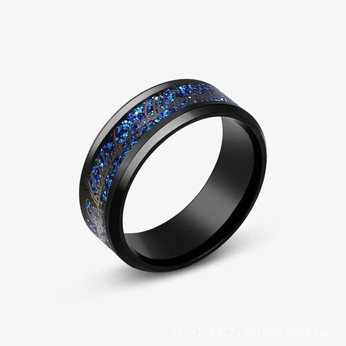 Bagues De Mariage En Acier Inoxydable Pour Hommes,Incrustées De Tungstène Noir,En Fibre De Carbone Bleue,Bijoux