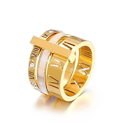 Bague Numérique Romaine À Trois Couches Pour Femme,Matiques En Cristal Rotatives,Acier Inoxydable,Bijoux De Mariage Féminins,Luxe