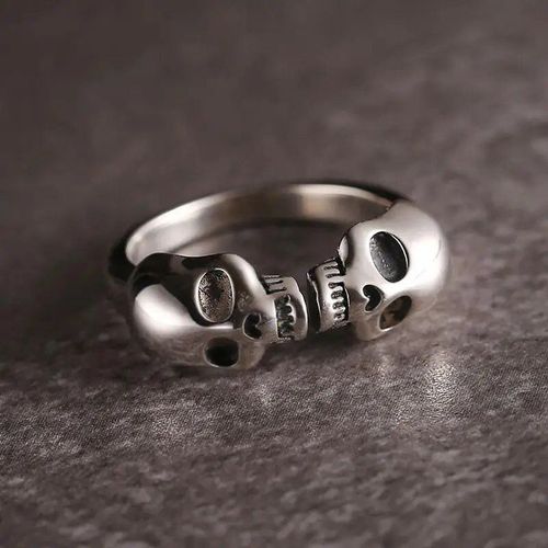 Bagues Double Tête De Mort Pour Homme Et Femme,Vintage,Hipster,Rock,Hip Hop,Bijoux À La Mode,Cadeaux,Accessoires Rébrodés