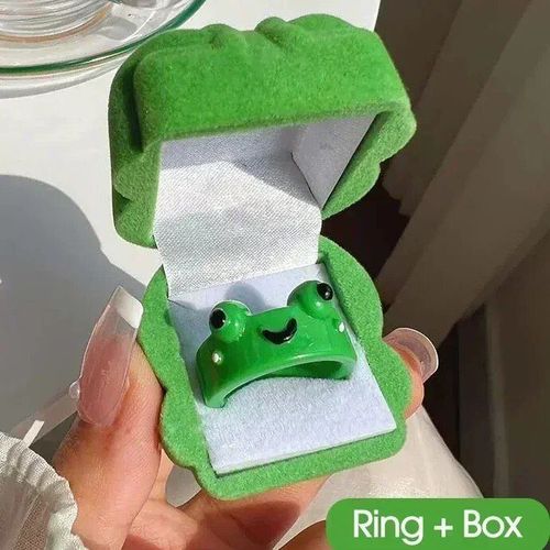 Bagues Grenouille Mignonnes Avec Boîte Pour Femmes Et Filles,Acrylique Coloré,Accessoires De Bijoux Animaux,Cadeaux De Couple,Expédition 03chia