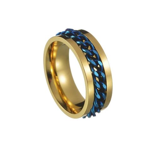 Jospinner-Bague En Acier Inoxydable Pour Homme,Rotation,Anlande,Fidget,Bleu,Or,Document,Noir,Punk,Rock,Bijoux