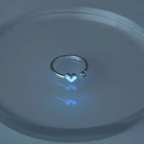Bague Lumineuse En Forme D'étoile Bleue Pour Femmes Et Hommes,Anneau De Doigt Réglable,Couleur Argent,Brille Dans La Nuit,Bijoux Cadeau D'anniversaire