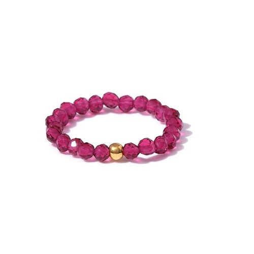 Bagues En Pierre Naturelle Pour Femmes,Perles Rondes,Anneau De Doigt Élastique,Améthystes,Fait À La Main,Bijoux De Fête,Cadeau