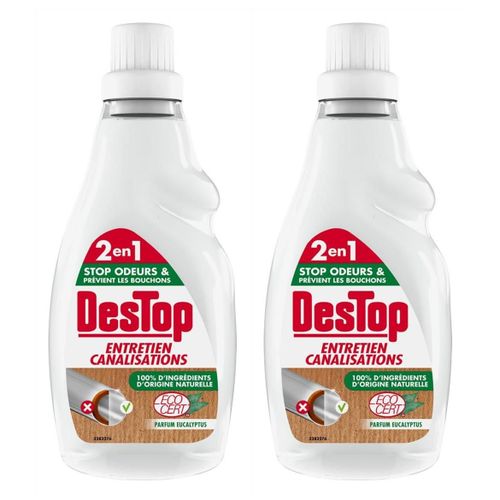 DESTOP Lot de 2 Gels Ecologique Entretien des Canalisations Flacon de 750 ml