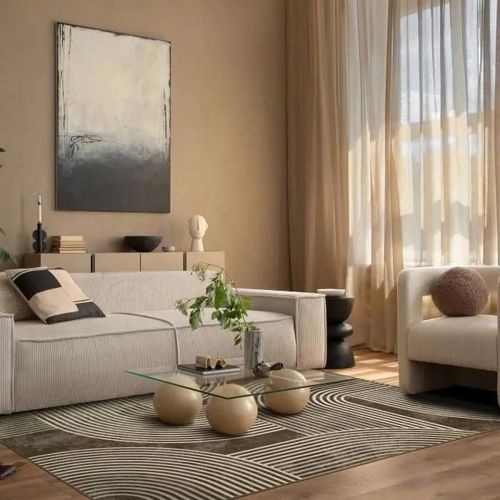 HAPPY - Tapis scandinave moderrne motif design 190x240 taupe