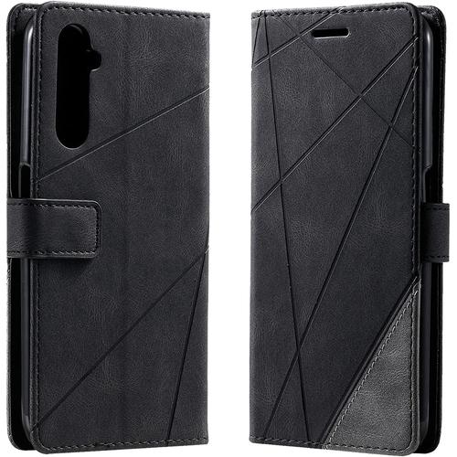 Coque Pour Samsung Galaxy A04s/ A04, Rabat Portefeuille De Protection Cuir Pu Etui, Silicone Tpu Bumper Magnétique Housse, Flip Porte Cartes Avec Fonction Support Cover Antichoc Case (Le Noir)