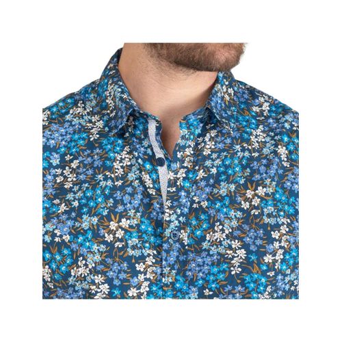 Chemise Le Temps Des Cerises Griba Fleuri Homme Bleu