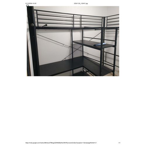 Lit Superposé Avec Table Sans Matelas Noir Métal 90x200 Cm
