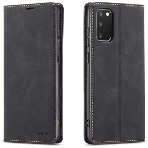 Coque Pour Samsung Galaxy A51, Housse En Cuir Premium Pu Portefeuille Etui, Fentes Pour Cartes Fermoir Magnétique Stand Fonction Flip Coque Pour Samsung Galaxy A51 - Noir