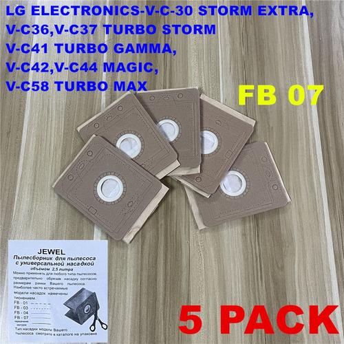 Lot de 5 sacs de filtre d'aspirateur gem FB16 FB07, adapté aux pièces d'aspirateurs LG ELECTRONICS