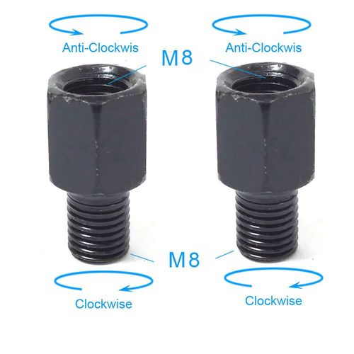 Paire D'adaptateurs De Rétroviseurs De Moto Noirs M M Boulon De Conversion De Rétroviseurs Dans Le Sens Des Aiguilles D'une Montre Fil Droit Gauche Anti-Horloge - Type 2x M8m8(Lr)