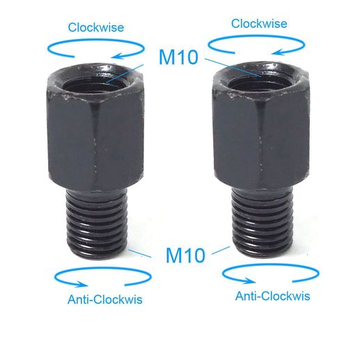 Paire D'adaptateurs De Rétroviseurs De Moto Noirs M M Boulon De Conversion De Rétroviseurs Dans Le Sens Des Aiguilles D'une Montre Fil Droit Gauche Anti-Horloge - Type 2x M10m10(Rl)