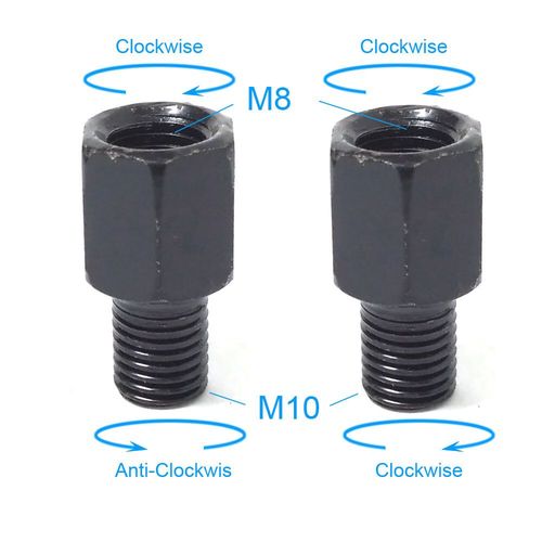 Paire D'adaptateurs De Rétroviseurs De Moto Noirs M M Boulon De Conversion De Rétroviseurs Dans Le Sens Des Aiguilles D'une Montre Fil Droit Gauche Anti-Horloge - Type M8m10(Rr And Rl)