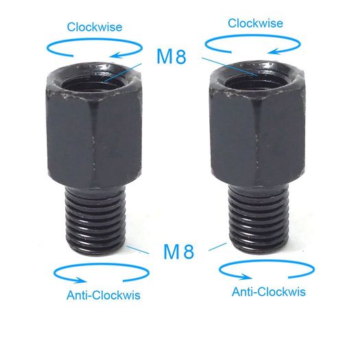 Paire D'adaptateurs De Rétroviseurs De Moto Noirs M M Boulon De Conversion De Rétroviseurs Dans Le Sens Des Aiguilles D'une Montre Fil Droit Gauche Anti-Horloge - Type 2x M8m8(Rl)