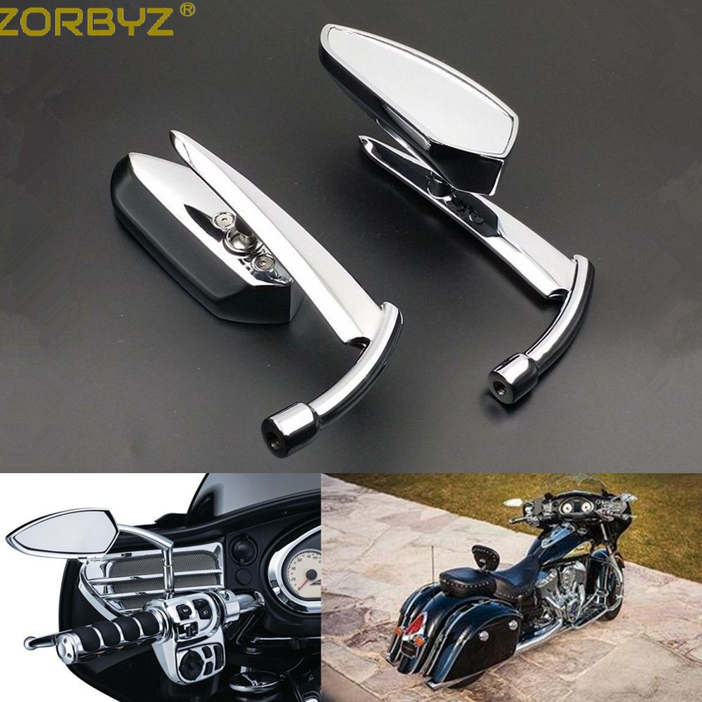 Zorbyz-Rétroviseur Latéral Chromé Pour Moto Harley Kawasaki Yamaha Honda Chopper Crusiers Touring Bt