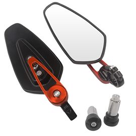 Rétroviseurs Universels D'extrémité De Barre De Moto,Poignée De Vue Arrière,Rétroviseurs Latéraux,Aluminium Nar,Suzuki,Kawasaki,Yamaha - Type Black Orange