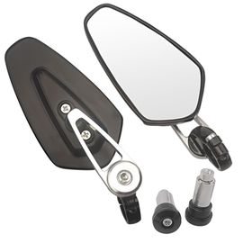 Rétroviseurs Universels D'extrémité De Barre De Moto,Poignée De Vue Arrière,Rétroviseurs Latéraux,Aluminium Nar,Suzuki,Kawasaki,Yamaha - Type Black Silver