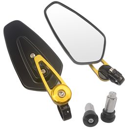 Rétroviseurs Universels D'extrémité De Barre De Moto,Poignée De Vue Arrière,Rétroviseurs Latéraux,Aluminium Nar,Suzuki,Kawasaki,Yamaha - Type Black Gold