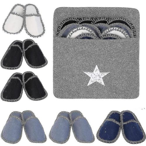 6 Paires Polaire En Feutre Pantoufles Portable Lavable Jetable Antidérapant À La Maison Pantoufles Pour Famille Spa Clients Hôtels Voyage-Am