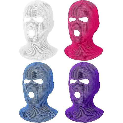 4 Pièces 3 Trous Complet Couverture Faciale Masque De Ski Cagoule Cagoule Chaude Tricot Complet Visage