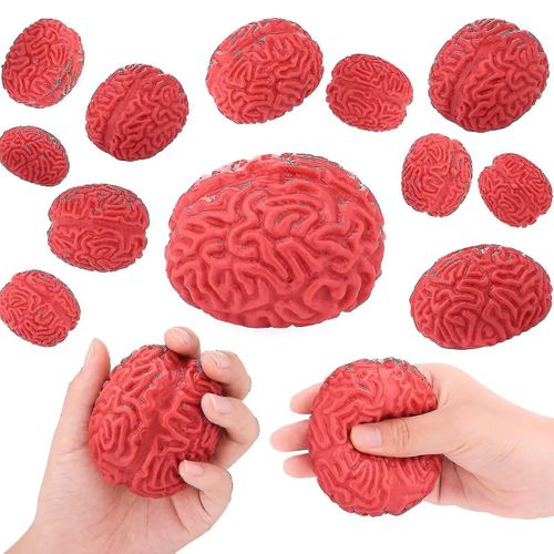 6 Pièces Brain Stress Balls Brain Splat Ball Brain Shaped Toys Zombie Brains Balls Red Novelty Fake Brain Scary Toys-Yujia