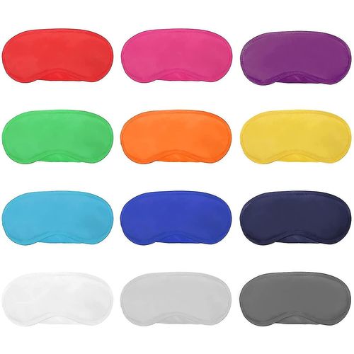 12 Pièces Multicolor Eye Mask Cover Lightweight Blindfold Sleep Mask With Nose Pad And Elastic Straps For Kids Women Men, 12 Colors