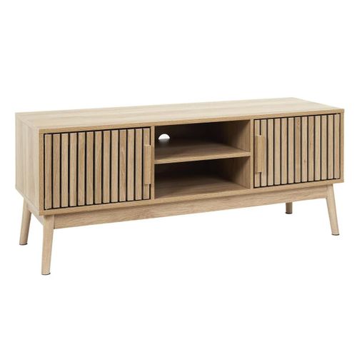 Meuble Tv 2 Portes Effet Bois Avec Tasseaux
