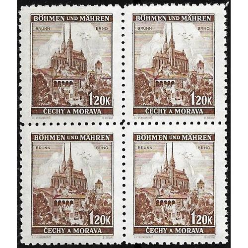 Tchécoslovaquie, Occupation Allemande, Bohème Moravie 1939 / 40, Très Beau Mini-Bloc 4 Timbres Neufs** Luxe Yvert 49, Cathédrale De Brno, 1.20k. Brun.