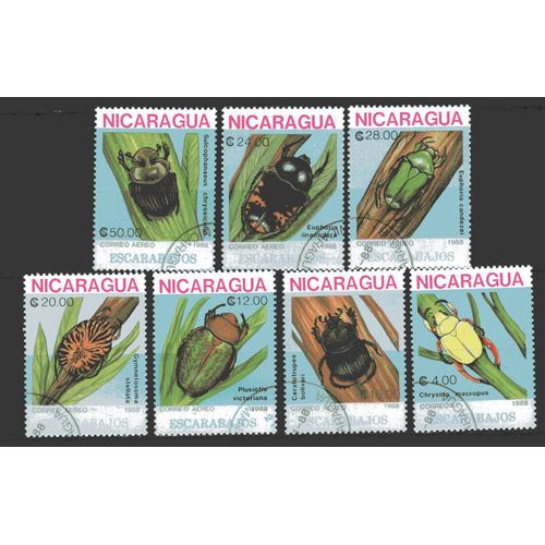 Nicaragua 1988 Animaux Les Insectes Divers Serie Complete Obliterre