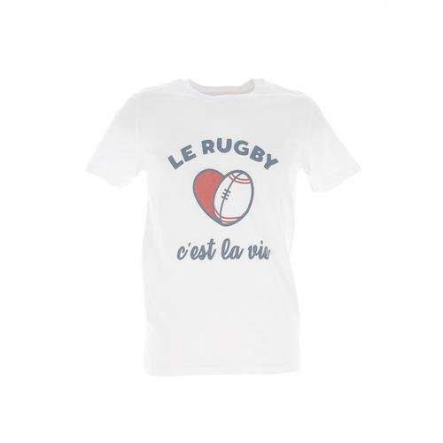 Tee Shirt Manches Courtes Monsieur T Shirt T-Shirt Le Rugby C Est La Vie Blanc
