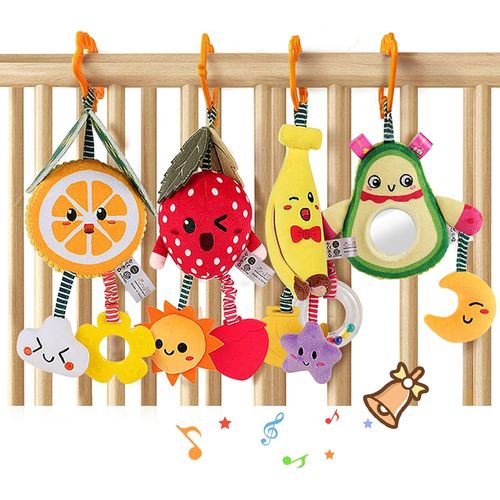 Hochets À Fruits Suspendus Jouets Pour Bébés Avocat,Banane, Orange Et Fraise, Poussette Pour Berceau, Hochet Doux En Peluche 3 6 9 12 Mois Cadeaux D'anniversaire Garçons Filles