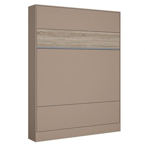 Armoire Lit Escamotable Bermudes Structure Taupe Bandeau Chêne160*200 Cm