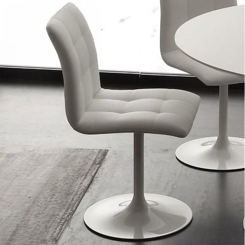 Chaise Aera Polyuréthane Sable Piètement Pivotant Métal Laqué Blanc