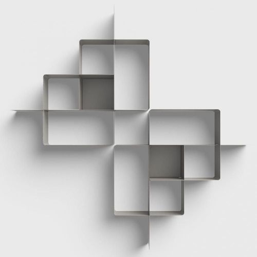 Bibliothèque Mondrian En Acier Compositions5 Coloris Gris Tourterelle