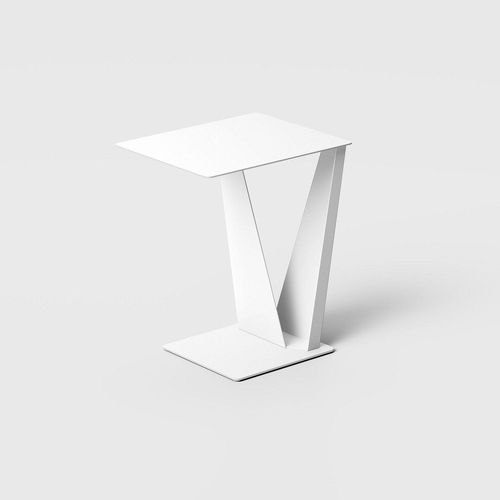 Table porte-revues VOGUE acier coloré blanc sablé