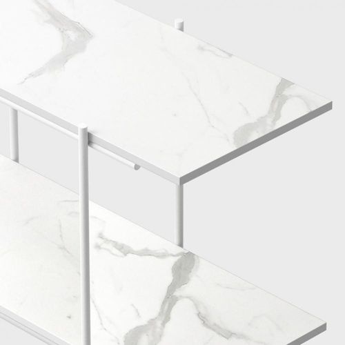Etagère De Sol Biplano Coloris Blanc Marbre