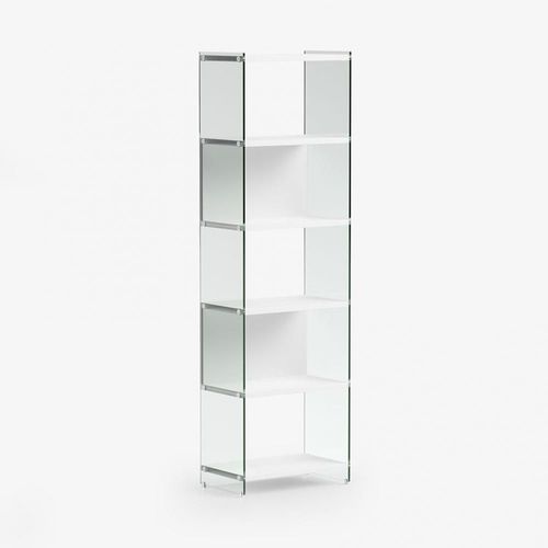Bibliothèque Murale Byblos 60 Cm Verre Plateau Stratifié Coloris Blanc