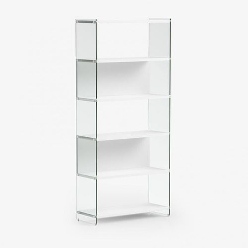 Bibliothèque Murale Byblos 90 Cm Verre Plateau Stratifié Coloris Blanc