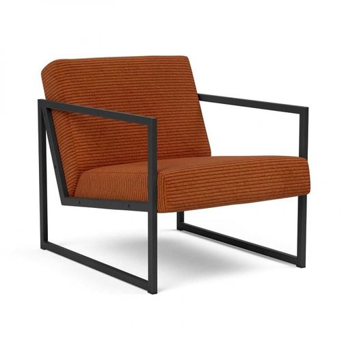 Chaise Vikko Accoudoirs Métal Noir Tissu Corduroy Velours Orange