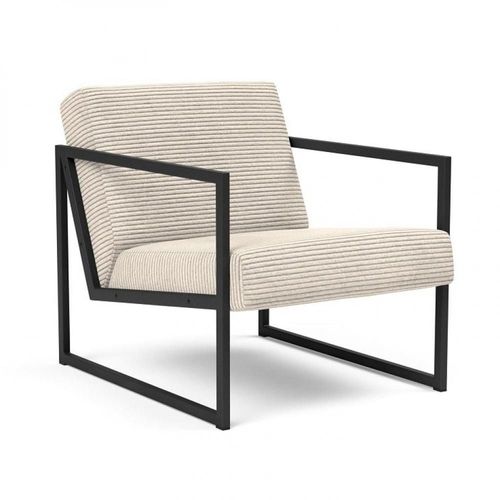 Chaise Vikko Accoudoirs Métal Noir Tissu Corduroy Velours Ivoire