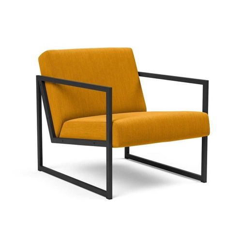 Chaise Vikko Accoudoirs Métal Noir Tissu Élégance Curry