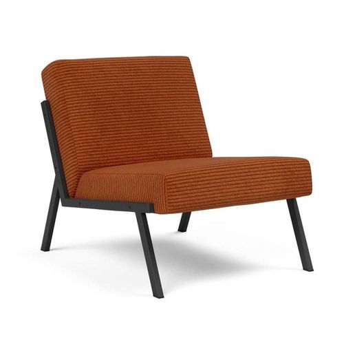 Chaise Vikko Pieds Métal Noir Tissu Corduroy Velours Orange Brulé