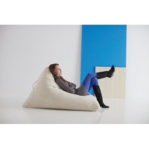 Pouf Design Soft Peak Tissu Corduroy Ivoire