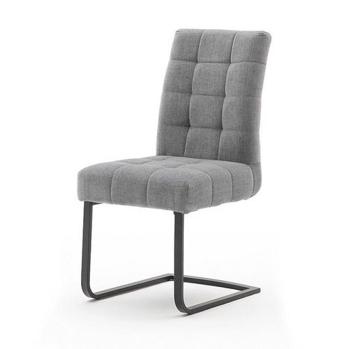 Lot De 2 Chaises Design Pretty Textile Aqua Clean Gris Piétement Tube Plat Noir Luge